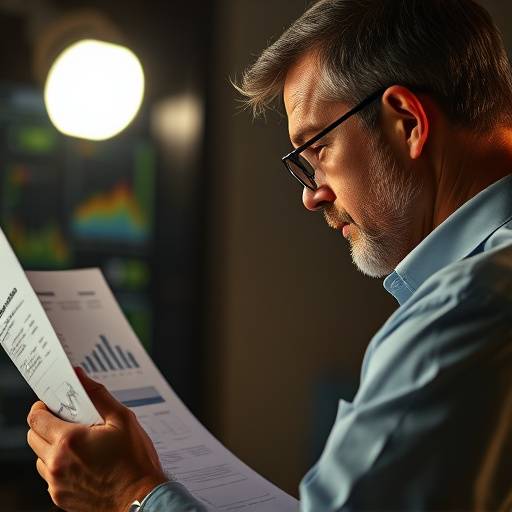 A person examining a complex financial report.