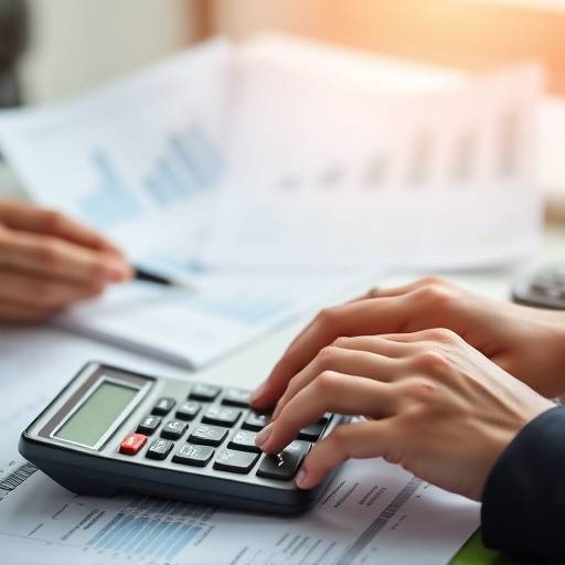 An accountant meticulously reviewing financial statements with a calculator.